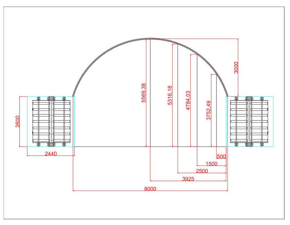 Container overbygg 8m x 12m